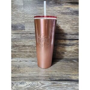 Starbucks Holiday 2019 Gradient Rose Gold Metallic Tumbler 24oz Cold Cup‎ Straw